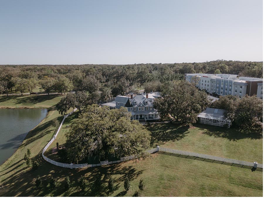 view of Highland Manor and Hilton Garden Inn from the sky