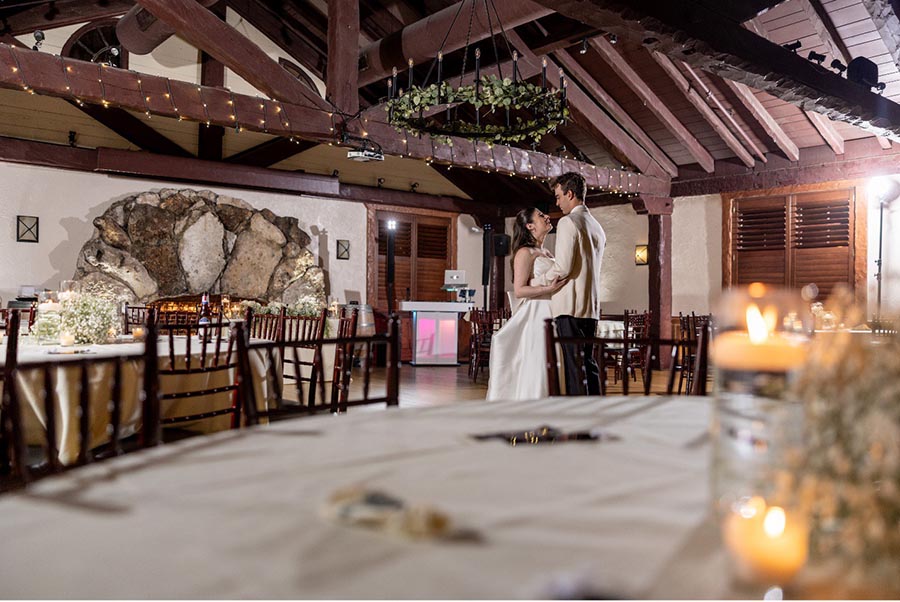 bride and groom dancing at the reception before guests arrive