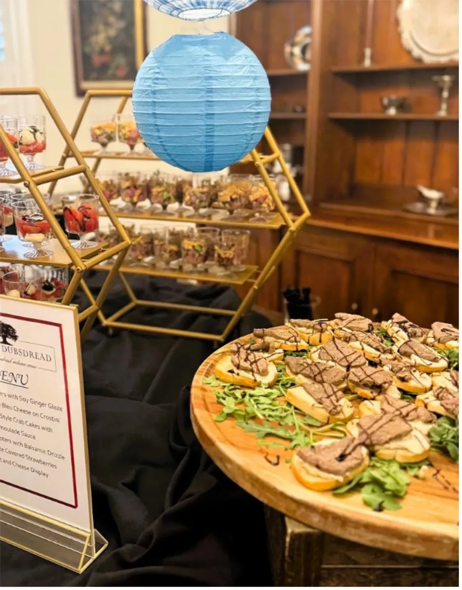 in-home catering food display table